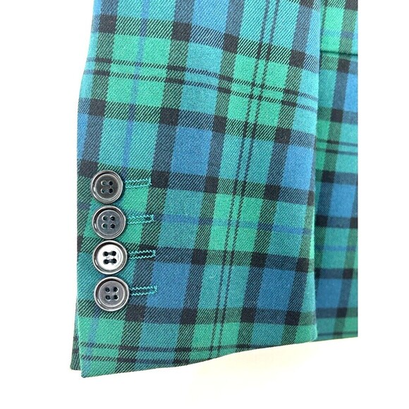 New ASOS Green Blue Tartan Plaid Mens Sz 40 Regular Blazer Jacket Sport Coat Hng - Picture 8 of 12